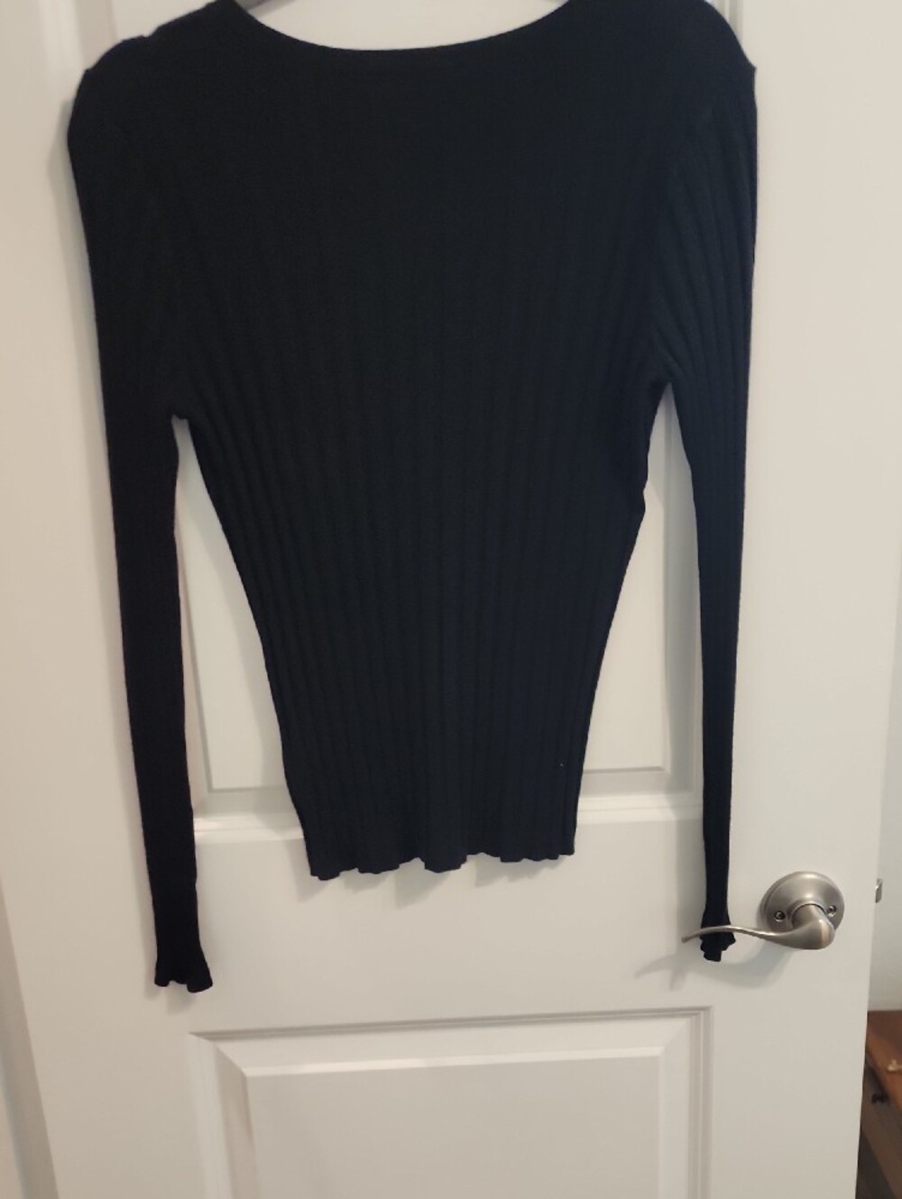 Halogen Black Ribbed Long-Sleeve Tee - Picture 5 of 10